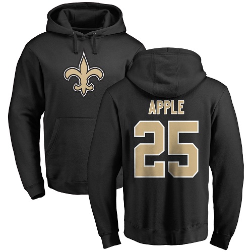 Men New Orleans Saints Black Eli Apple Name and Number Logo NFL Football #25 Pullover Hoodie Sweatshirts->nfl t-shirts->Sports Accessory